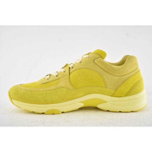 Chanel 19S Mens Yellow White Suede CC Logo Low Top Runner Trainer Sneaker 44 11 - Picture 9 of 12